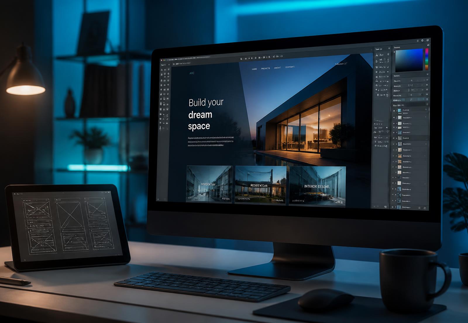 Diseño de una página web profesional en pantalla de estudio